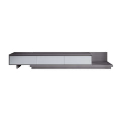 Modern Walnut & Gray Extendable TV Stand With Drawers