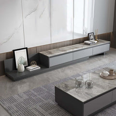 Modern Walnut & Gray Extendable TV Stand With Drawers