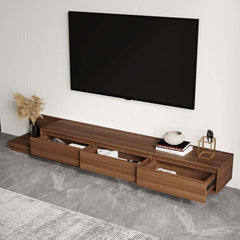 Modern Walnut & Gray Extendable TV Stand With Drawers
