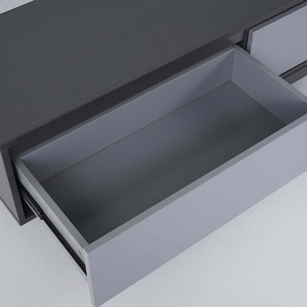 Modern Walnut & Gray Extendable TV Stand With Drawers