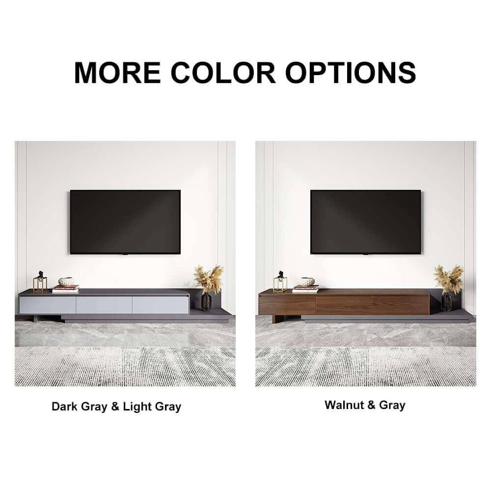 Modern Walnut & Gray Extendable TV Stand With Drawers