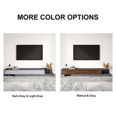 Modern Walnut & Gray Extendable TV Stand With Drawers