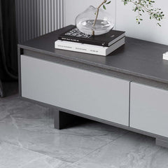 Modern Walnut & Gray Extendable TV Stand With Drawers