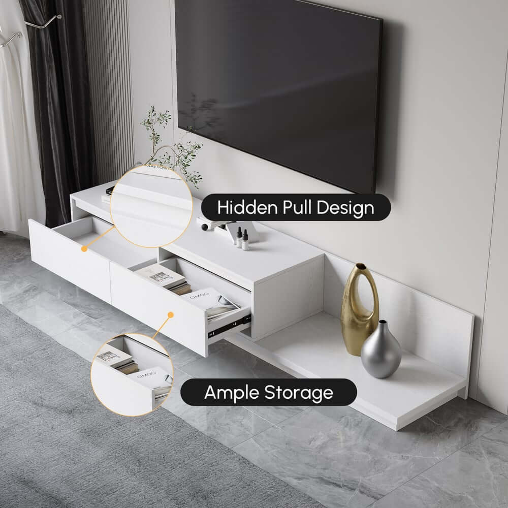 Modern Walnut & Gray Extendable TV Stand With Drawers