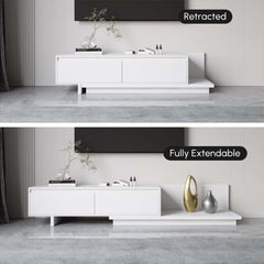 Modern Walnut & Gray Extendable TV Stand With Drawers