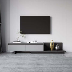 Modern Walnut & Gray Extendable TV Stand With Drawers