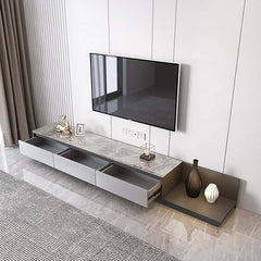 Modern Walnut & Gray Extendable TV Stand With Drawers