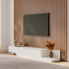 Modern Walnut & Gray Extendable TV Stand With Drawers