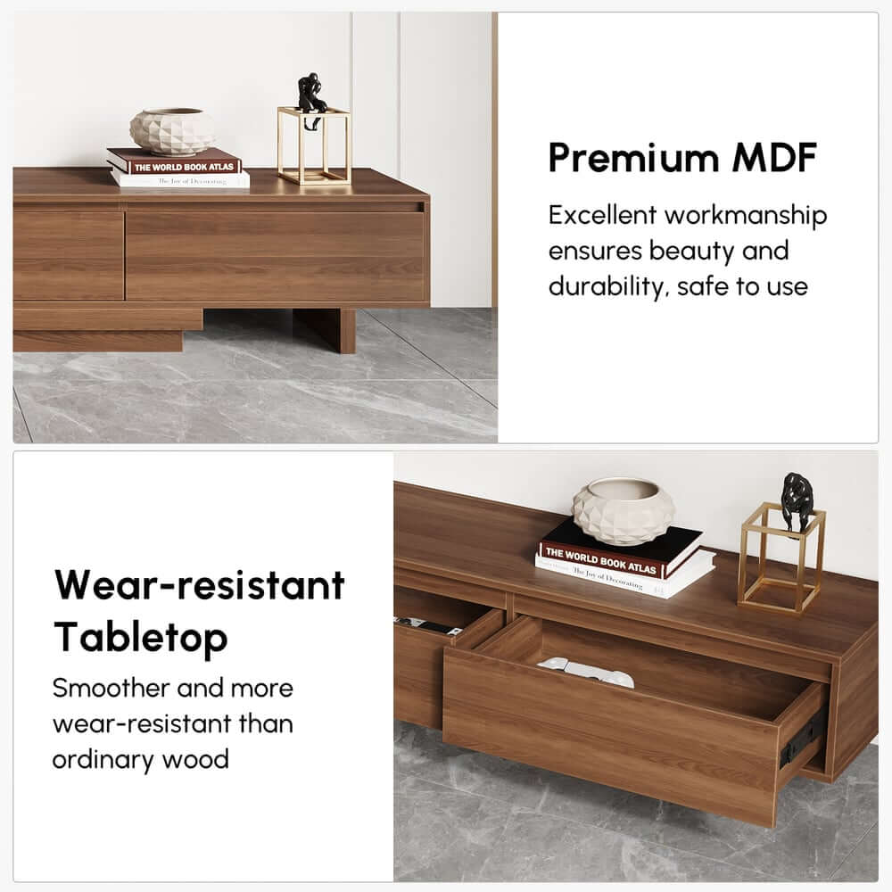 Modern Walnut & Gray Extendable TV Stand With Drawers