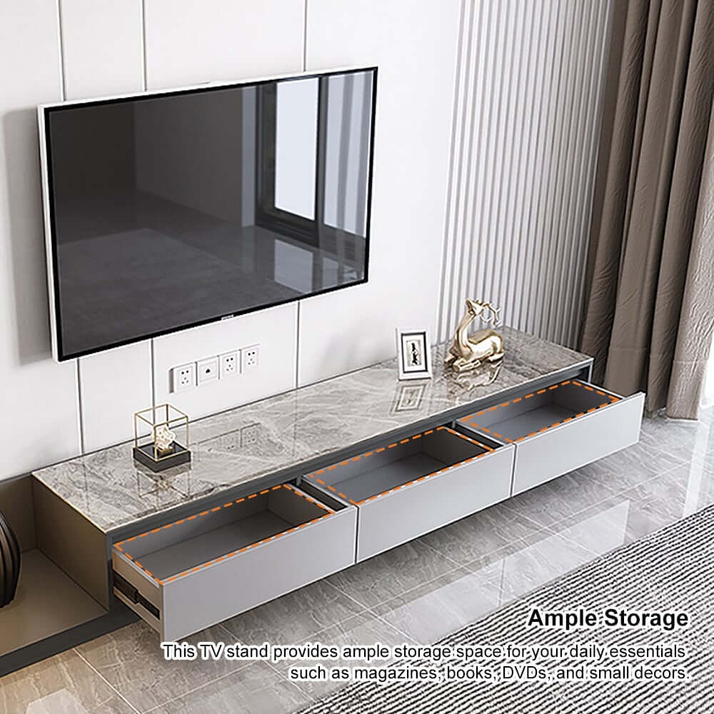 Modern Walnut & Gray Extendable TV Stand With Drawers