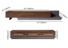 Modern Walnut & Gray Extendable TV Stand With Drawers Dimensions
