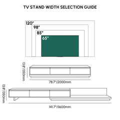 Modern Walnut & Gray Extendable TV Stand With Drawers Dimensions