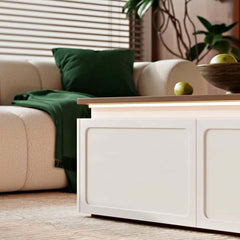Modern Walnut LED Coffee Table With Drawers, Engineered Wood