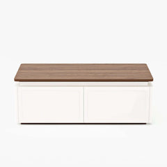 Modern Walnut LED Coffee Table With Drawers, Engineered Wood