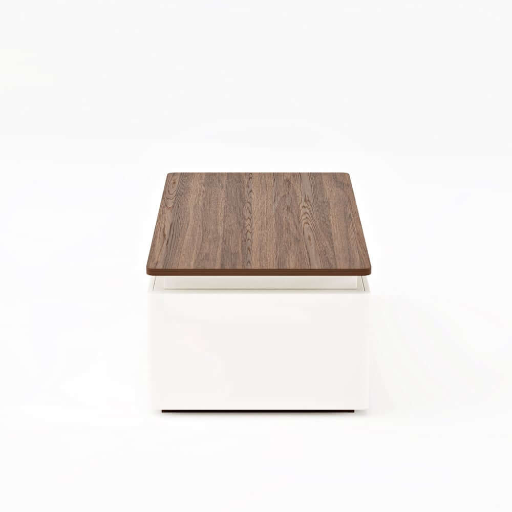 Modern Walnut LED Coffee Table With Drawers, Engineered Wood