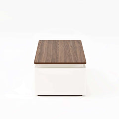 Modern Walnut LED Coffee Table With Drawers, Engineered Wood