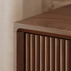 Modern Walnut Plywood Nightstand With Charging Station