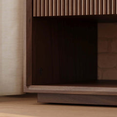 Modern Walnut Plywood Nightstand With Charging Station