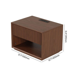 Modern Walnut Plywood Nightstand With Charging Station Dimensions