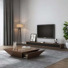 Modern Walnut Square Coffee Table With Storage Drawer