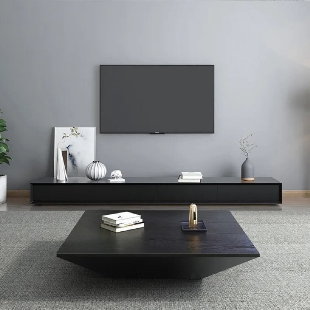Modern Walnut Square Coffee Table With Storage Drawer