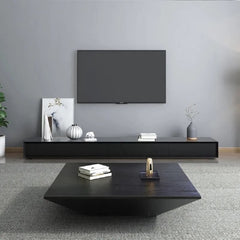 Modern Walnut Square Coffee Table With Storage Drawer
