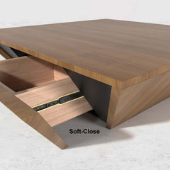 Modern Walnut Square Coffee Table With Storage Drawer