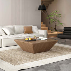 Modern Walnut Square Coffee Table With Storage Drawer