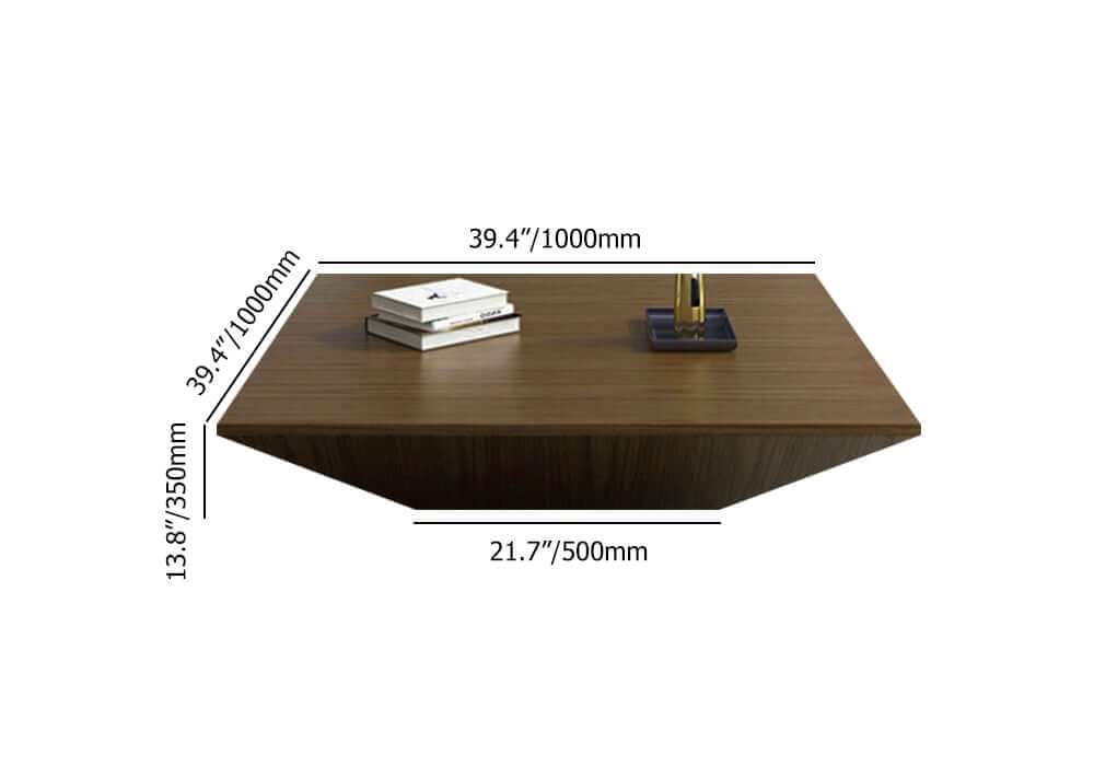 Modern Walnut Square Coffee Table With Storage Drawer Dimensions