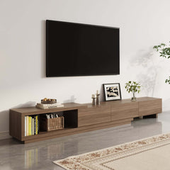 Modern Walnut TV Stand & Coffee Table Set With Open Storage