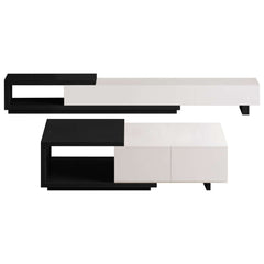 Modern Walnut TV Stand & Coffee Table Set With Open Storage