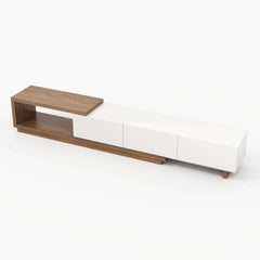 Modern Walnut TV Stand & Coffee Table Set With Open Storage