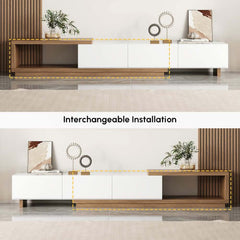 Modern Walnut TV Stand & Coffee Table Set With Open Storage