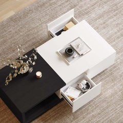 Modern Walnut TV Stand & Coffee Table Set With Open Storage