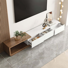 Modern Walnut TV Stand & Coffee Table Set With Open Storage