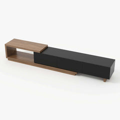 Modern Walnut TV Stand & Coffee Table Set With Open Storage