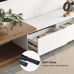 Modern Walnut TV Stand & Coffee Table Set With Open Storage