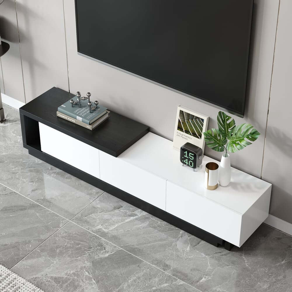 Modern Walnut TV Stand & Coffee Table Set With Open Storage