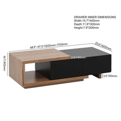 Modern Walnut TV Stand & Coffee Table Set With Open Storage Dimensions
