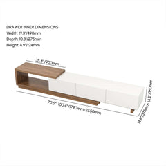 Modern Walnut TV Stand & Coffee Table Set With Open Storage Dimensions