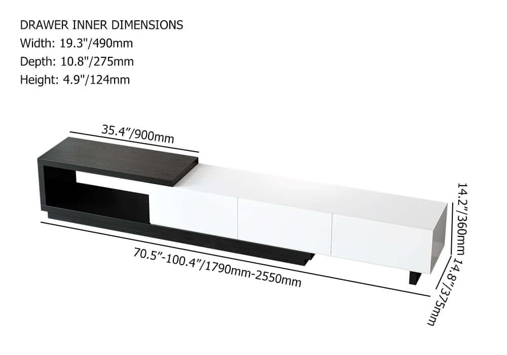 Modern Walnut TV Stand & Coffee Table Set With Open Storage Dimensions
