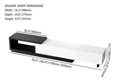 Modern Walnut TV Stand & Coffee Table Set With Open Storage Dimensions