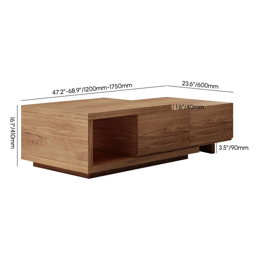 Modern Walnut TV Stand & Coffee Table Set With Open Storage Dimensions