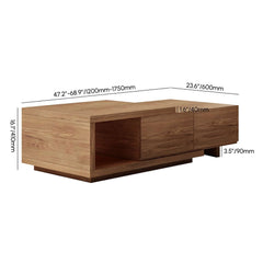 Modern Walnut TV Stand & Coffee Table Set With Open Storage Dimensions