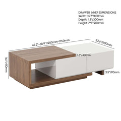 Modern Walnut TV Stand & Coffee Table Set With Open Storage Dimensions