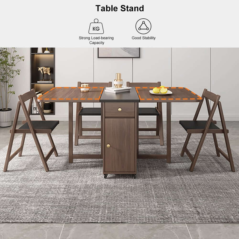 Modern Walnut Veneer Dining Set With Pedestal Base