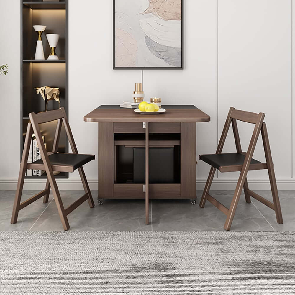 Modern Walnut Veneer Dining Set With Pedestal Base