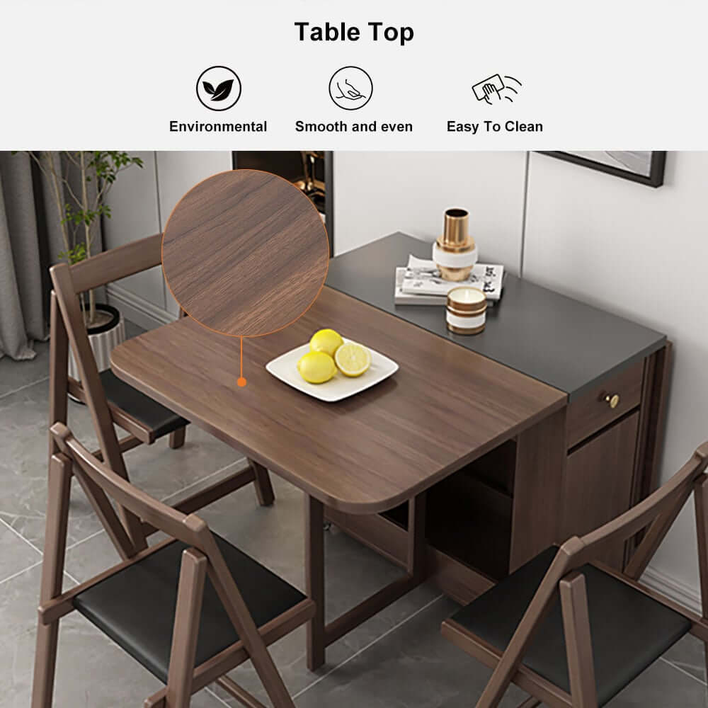 Modern Walnut Veneer Dining Set With Pedestal Base