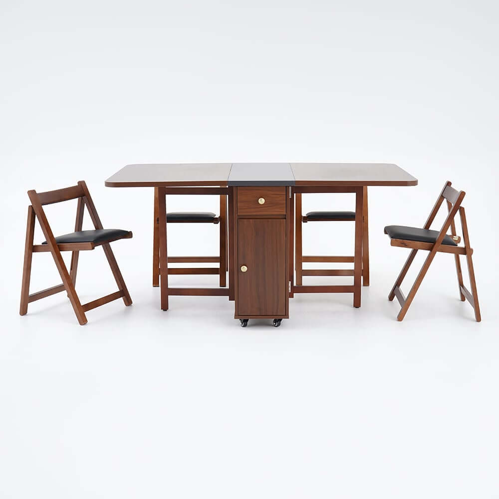 Modern Walnut Veneer Dining Set With Pedestal Base