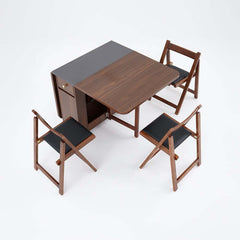 Modern Walnut Veneer Dining Set With Pedestal Base